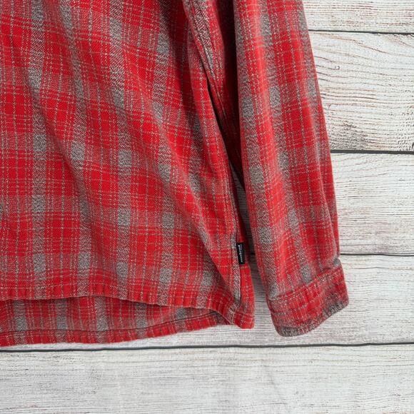 Patagonia Long Sleeved Fjord Flannel Shirt Mens XL Red Gray Plaid - Picture 6 of 14